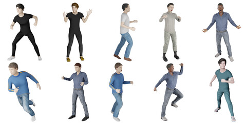 man model avatar man model human character set included 3d illustration isolated on a white background with clipping path