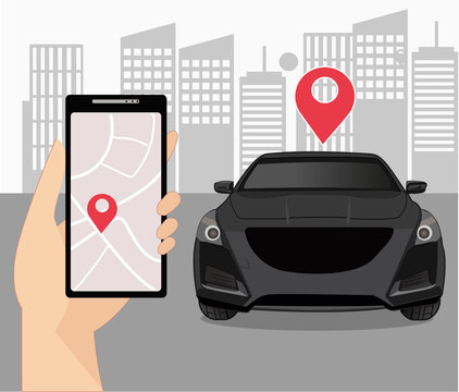 car Exchange service application connected to smart phone vector illustration editable and can be scaled
