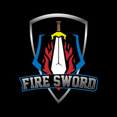 Fire sword creative mascot logo