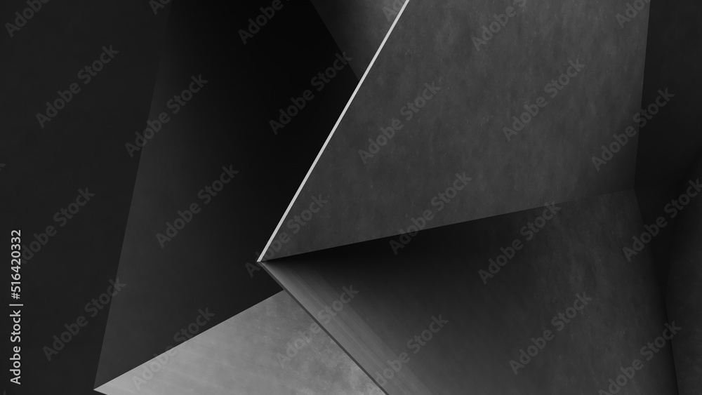 Wall mural abstract gray geometric shapes of triangles paper. concrete background. 3d rendering