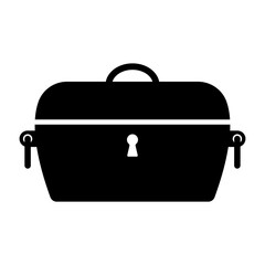 Chest icon. Box, suitcase, bag. Black silhouette. Front side view. Vector simple flat graphic illustration. Isolated object on a white background. Isolate.