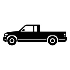 Pickup truck icon. Black silhouette. Side view. Vector simple flat graphic illustration. Isolated object on a white background. Isolate.