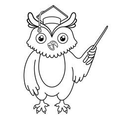 Vector illustration teacher owl.
Vector decorative template illustration for printing on postcards, t-shirts, bags, cups, clothing, Wallpaper, posters, coloring books, interior paintings.
