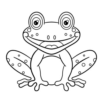 Vector illustration frog.
Vector decorative template illustration for printing on postcards, t-shirts, bags, cups, clothing, Wallpaper, posters, coloring books, interior paintings.