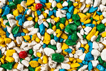Colored crushed stone, for landscape design, background, close-up, mix, multicolored, no people,