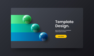 Colorful web banner design vector template. Premium 3D spheres company brochure illustration.
