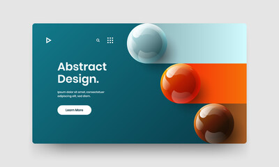 Unique 3D balls corporate identity layout. Bright website design vector concept.