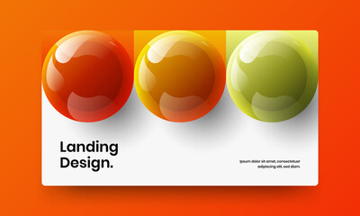 Trendy web banner vector design template. Simple 3D balls catalog cover layout.