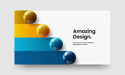 Colorful postcard vector design illustration. Abstract realistic spheres website screen layout.