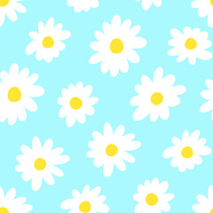 Hand drawn daisies flower seamless background