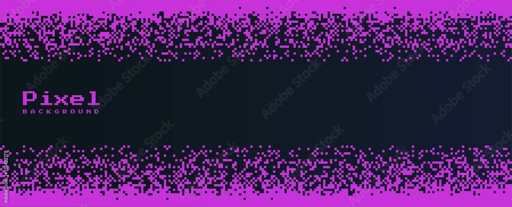 Wall mural abstract pixel background. simple geometric template with bright pink squares on top and bottom and 