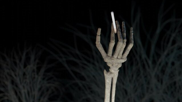 skeleton hand with a cigarette 