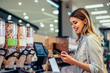 Young woman at grocery store