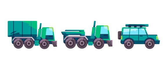 Military truck trasportation logistics delivery transportation car in green illustration