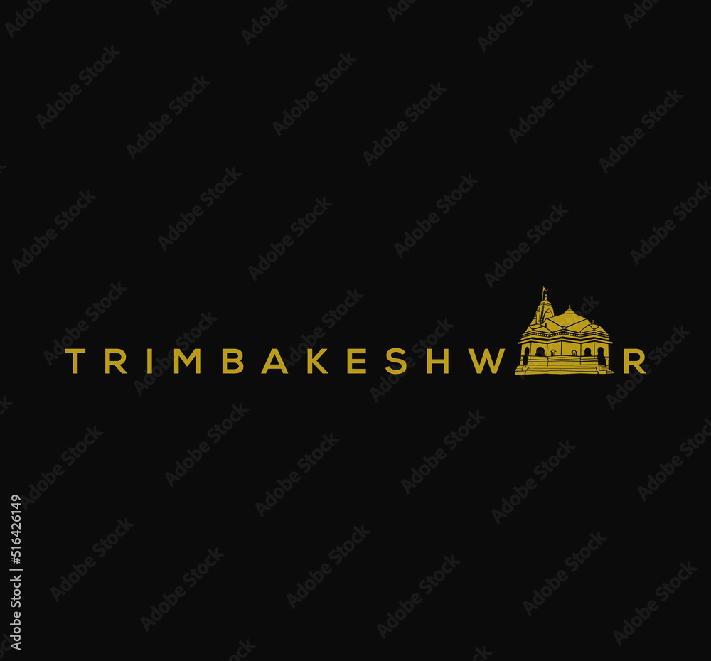 Poster trimbakeshwar typography with trimbakeshwar temple icon.