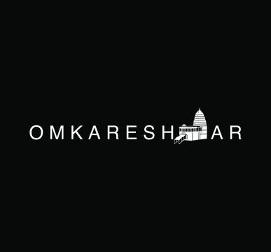 Omkareshwar typography with the Omkareshwar temple icon.