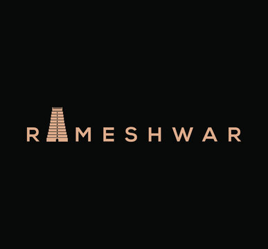 Rameshwar Typography with The Temple icon vector.