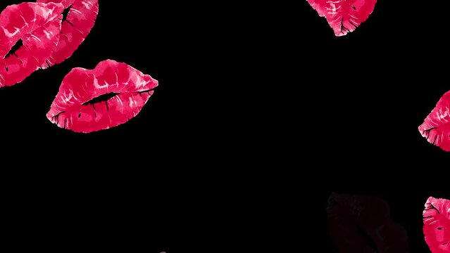 lip symbol on dark background,valentines day and love element,cosmetics lipstic kiss sembol ,4k video