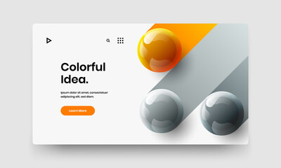 Simple booklet vector design concept. Colorful 3D balls website illustration.