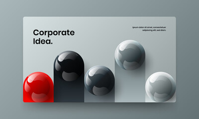 Trendy 3D spheres web banner template. Modern cover design vector illustration.