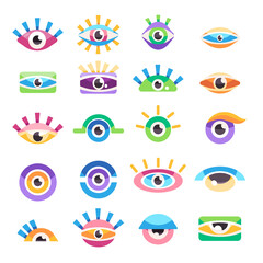 Eye illustration colorfull pattern and multiple expression in white background design cartoon color illustration