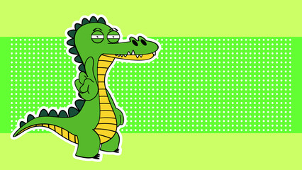 funny crocodile character cartoon sticker background illustration in vector format