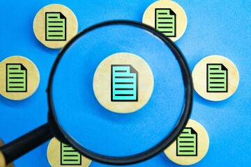 the magnifying glass is looking for a file. the concept of searching for files