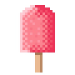 Fruit ice cream stick pixel art. Vector illustration.