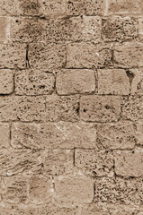 Grunge Sepia Brickwall. Stone Texture Background, Vertical Banner and Backdrop