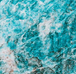 Blue Green Turquoise Marble. Color Stone Surface. Rough Rock Texture. Turquoise Stone Texture. Granite Close up Photo