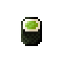 Vegetable sushi pixel art. Vector illustration.