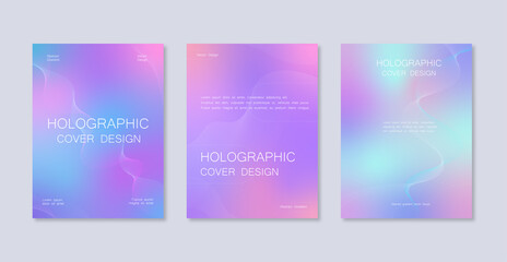 Abstract holographic gradient background vector. Minimalistic geometric style cover with liquid color. Modern wallpaper design for social media.