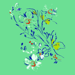 abstract flower motif, multi-color floral motif, women's top graphic
