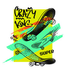 Grunge skate board vector illustration.  © Kseniia Koval