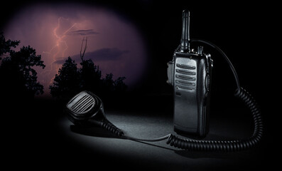 Microphone and two way radio with approaching storm