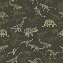 Vector illustration Pattern dinosaurs camouflage green gamma