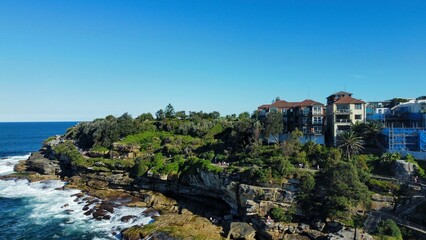 View of Bondi to Bronte coastal walk. Tourist attraction in Australia.
