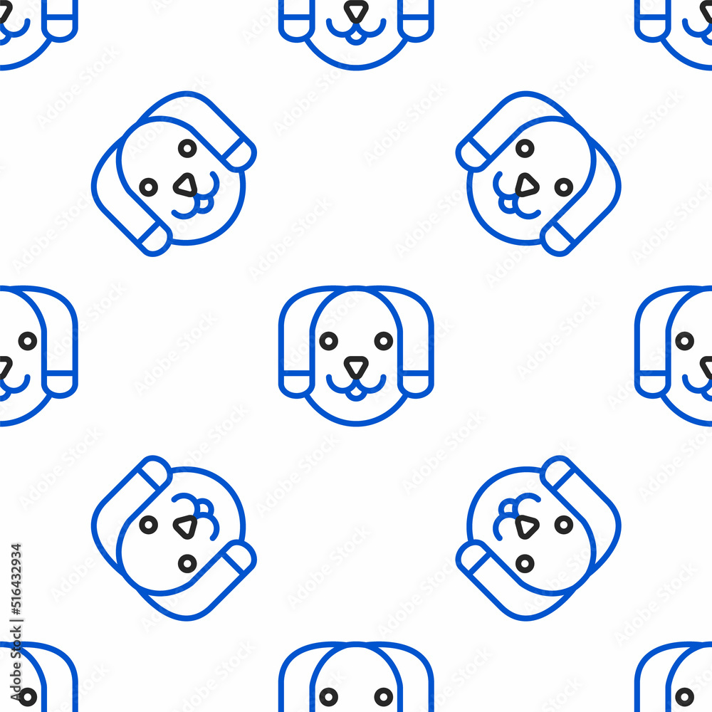 Wall mural Line Dog icon isolated seamless pattern on white background. Colorful outline concept. Vector