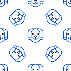 Line Dog icon isolated seamless pattern on white background. Colorful outline concept. Vector
