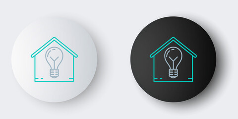 Line Smart house and light bulb icon isolated on grey background. Colorful outline concept. Vector