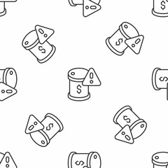 Grey line Drop in crude oil price icon isolated seamless pattern on white background. Oil industry crisis concept. Vector