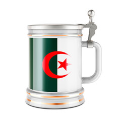 Beer mug with Algerian flag, 3D rendering