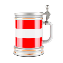 Beer mug with Austrian flag, 3D rendering