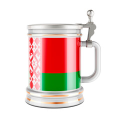 Beer mug with Belarusian flag, 3D rendering