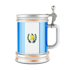 Beer mug with Guatemalan flag, 3D rendering