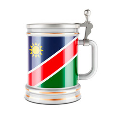 Beer mug with Namibian flag, 3D rendering