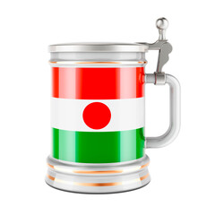 Beer mug with Niger flag, 3D rendering