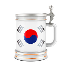Beer mug with South Korean flag, 3D rendering