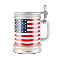 Beer mug with the United States flag, 3D rendering
