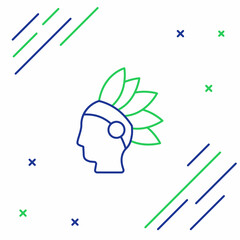 Line Native American Indian icon isolated on white background. Colorful outline concept. Vector